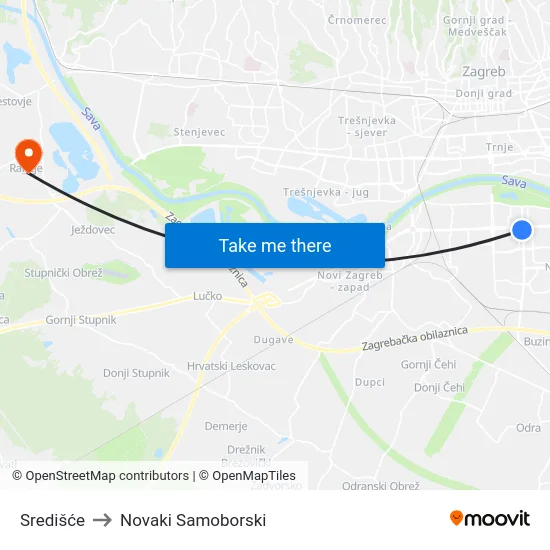 Središće to Novaki Samoborski map