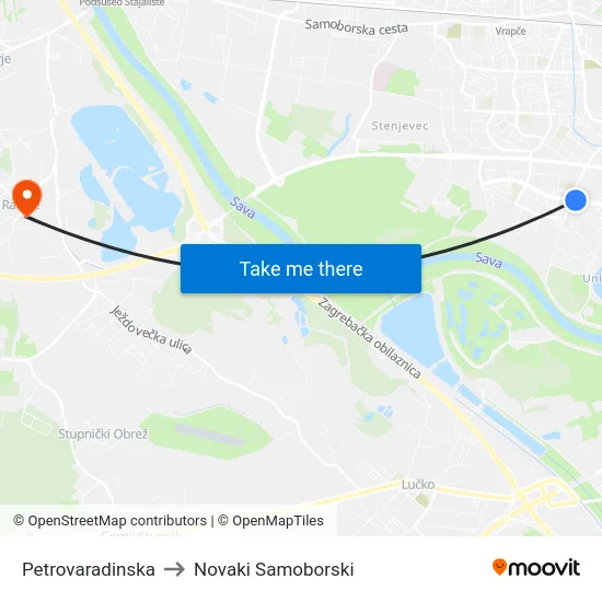 Petrovaradinska to Novaki Samoborski map