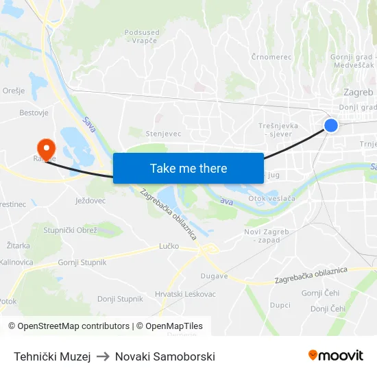 Tehnički Muzej to Novaki Samoborski map