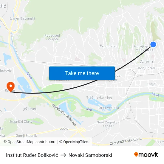 Institut Ruđer Bošković to Novaki Samoborski map