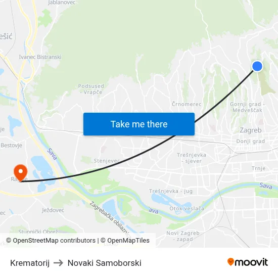 Krematorij to Novaki Samoborski map