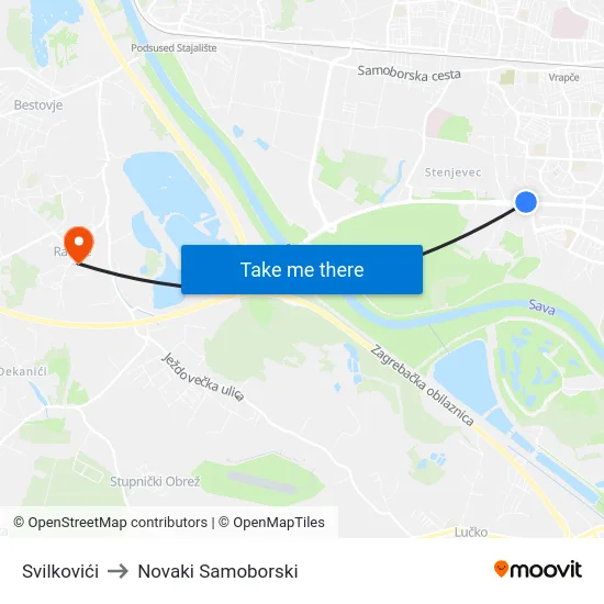 Svilkovići to Novaki Samoborski map