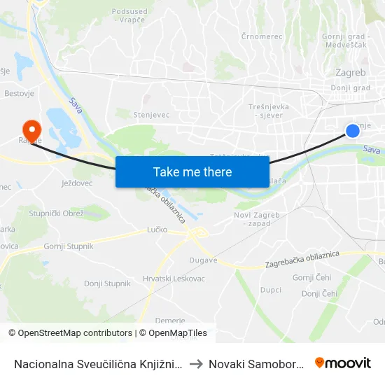 Nacionalna Sveučilična Knjižnica to Novaki Samoborski map