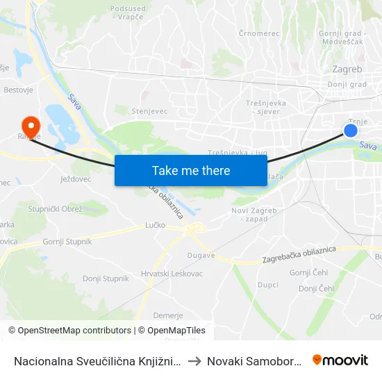 Nacionalna Sveučilična Knjižnica to Novaki Samoborski map