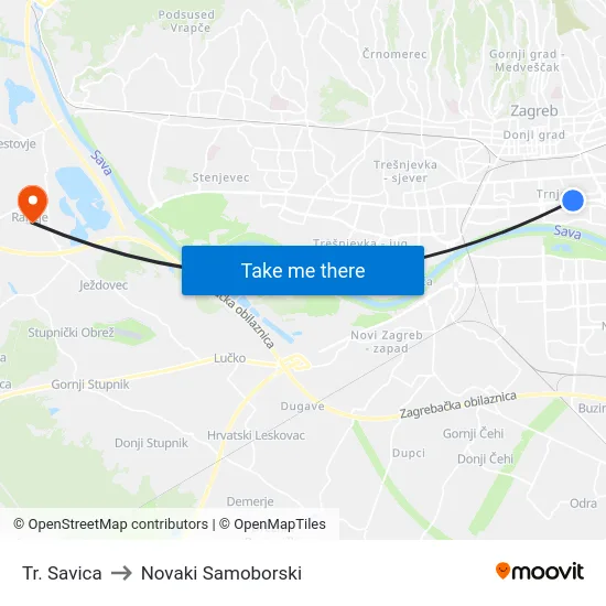 Tr. Savica to Novaki Samoborski map