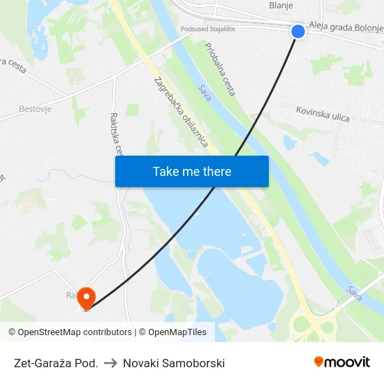 Zet-Garaža Pod. to Novaki Samoborski map
