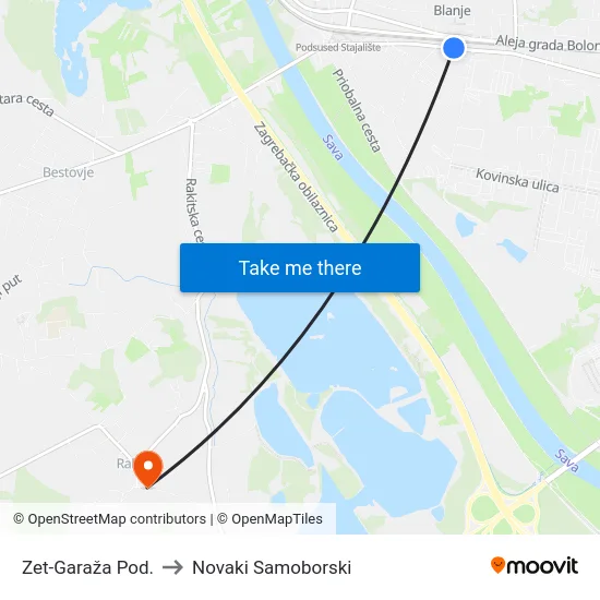 Zet-Garaža Pod. to Novaki Samoborski map