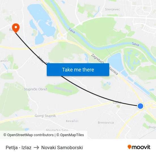 Petlja - Izlaz to Novaki Samoborski map
