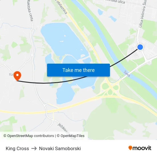 King Cross to Novaki Samoborski map