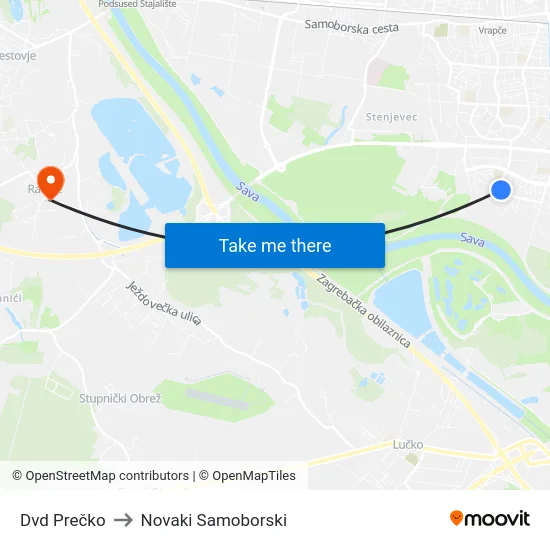 Dvd Prečko to Novaki Samoborski map