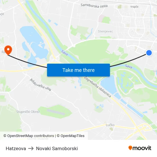 Hatzeova to Novaki Samoborski map