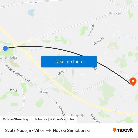 Sveta Nedelja - Vihor to Novaki Samoborski map