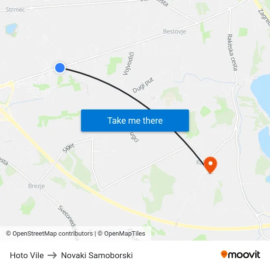 Hoto Vile to Novaki Samoborski map