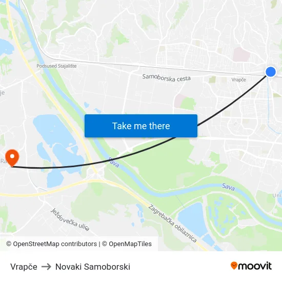 Vrapče to Novaki Samoborski map