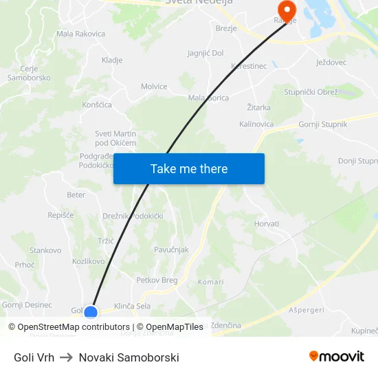Goli Vrh to Novaki Samoborski map
