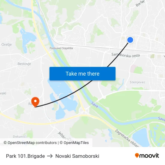 Park 101.Brigade to Novaki Samoborski map