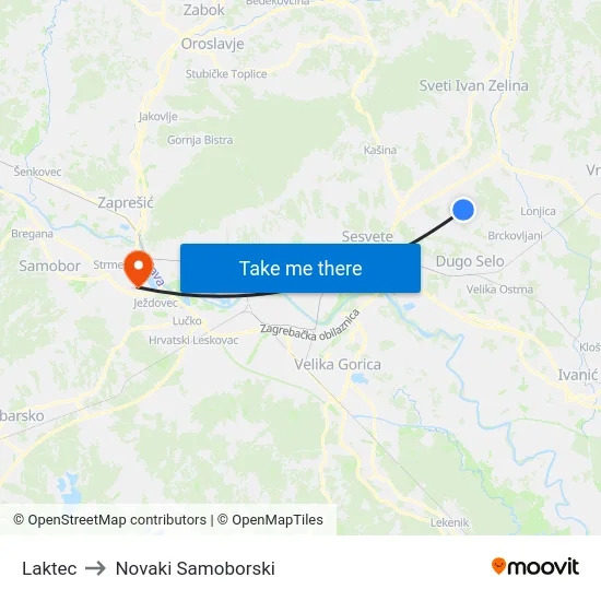 Laktec to Novaki Samoborski map