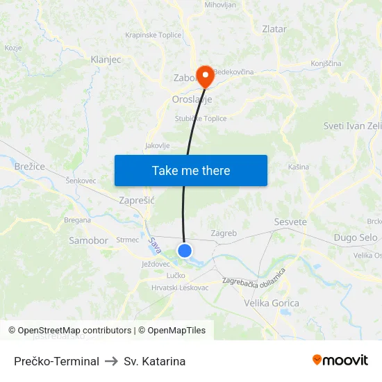 Prečko-Terminal to Sv. Katarina map