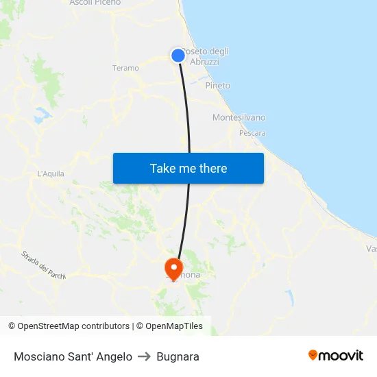 Mosciano Sant' Angelo to Bugnara map