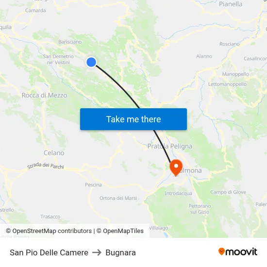 San Pio Delle Camere to Bugnara map