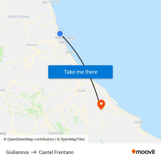 Giulianova to Castel Frentano map