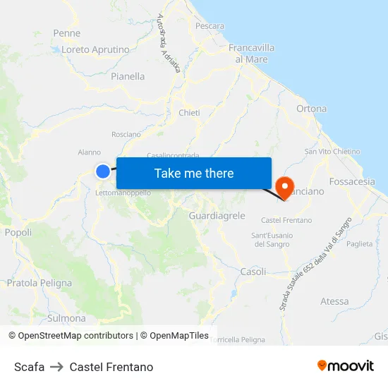 Scafa to Castel Frentano map