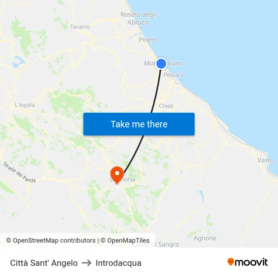 Città Sant' Angelo to Introdacqua map