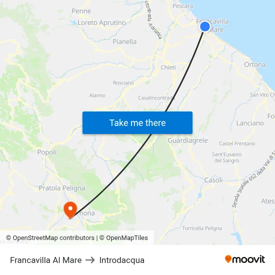 Francavilla Al Mare to Introdacqua map