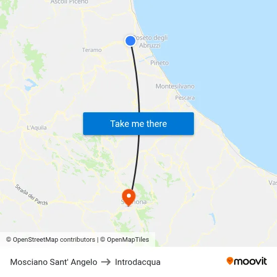 Mosciano Sant' Angelo to Introdacqua map