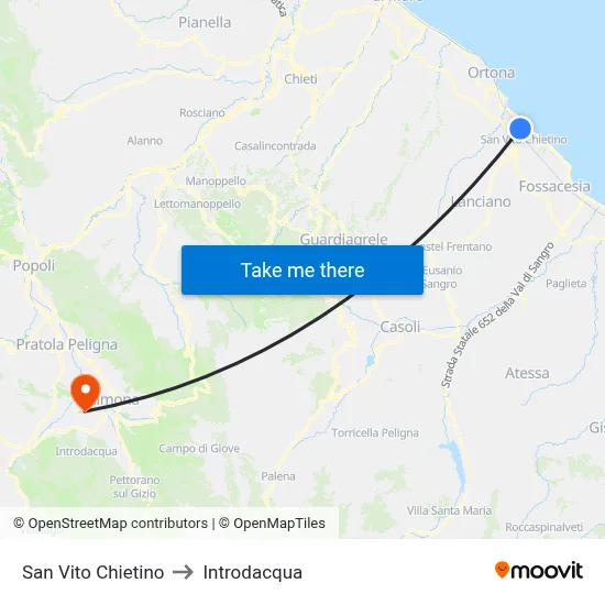 San Vito Chietino to Introdacqua map