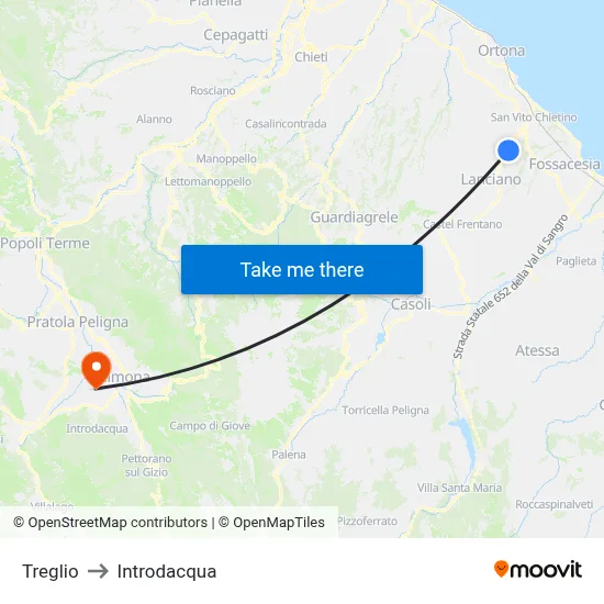 Treglio to Introdacqua map