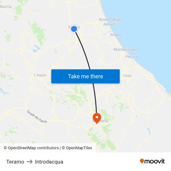 Teramo to Introdacqua map