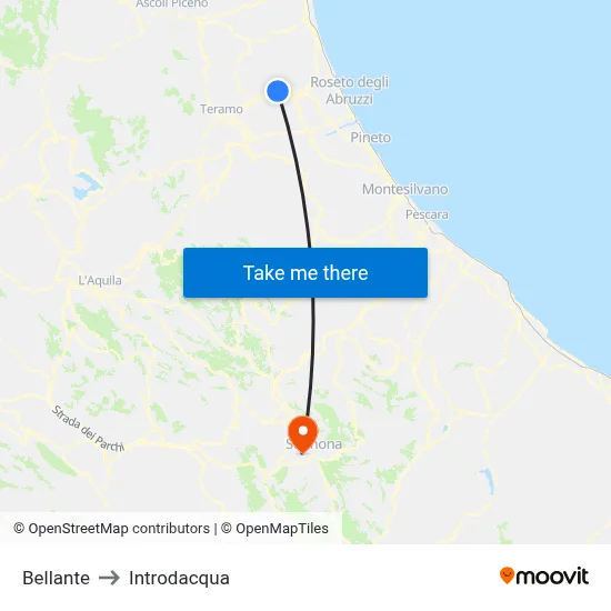 Bellante to Introdacqua map