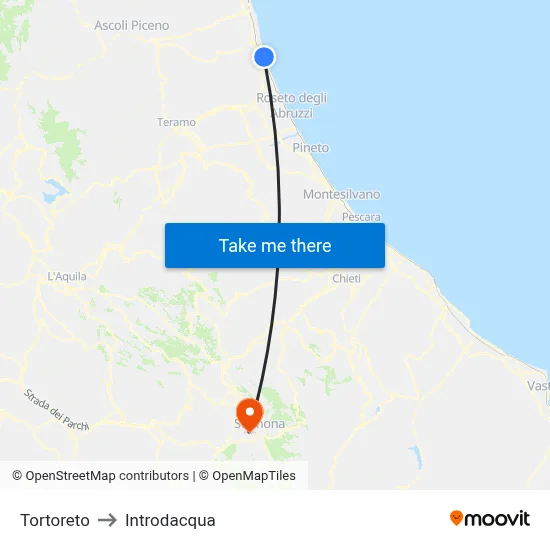 Tortoreto to Introdacqua map