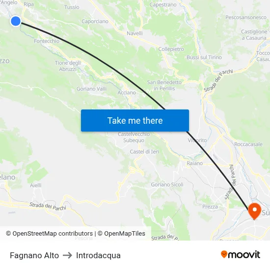 Fagnano Alto to Introdacqua map