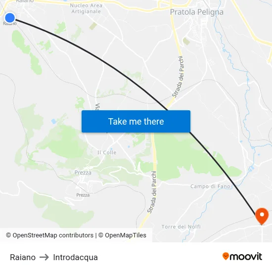 Raiano to Introdacqua map