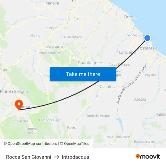 Rocca San Giovanni to Introdacqua map