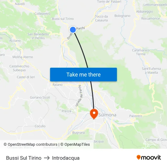 Bussi Sul Tirino to Introdacqua map