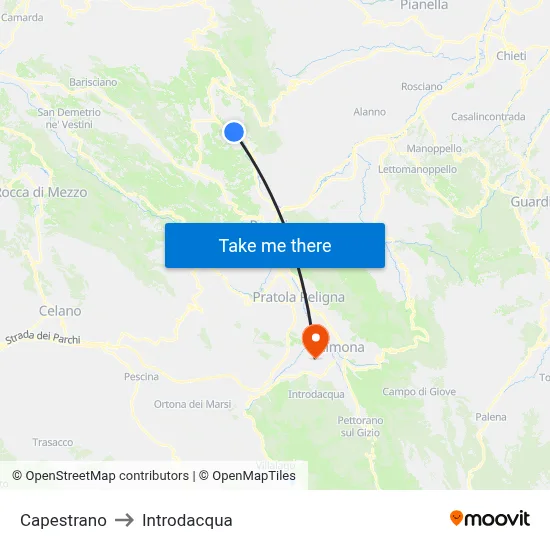 Capestrano to Introdacqua map
