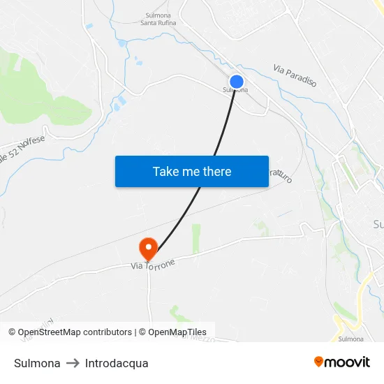 Sulmona to Introdacqua map