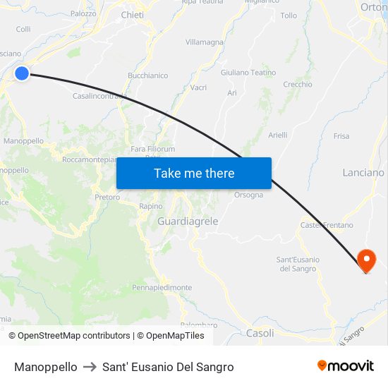 Manoppello to Sant' Eusanio Del Sangro map