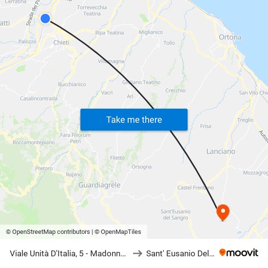 Viale Unità D'Italia, 5 - Madonna Delle Piane to Sant' Eusanio Del Sangro map