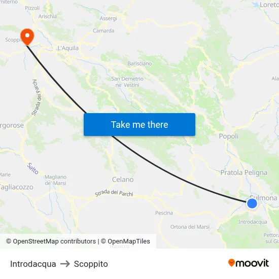 Introdacqua to Scoppito map