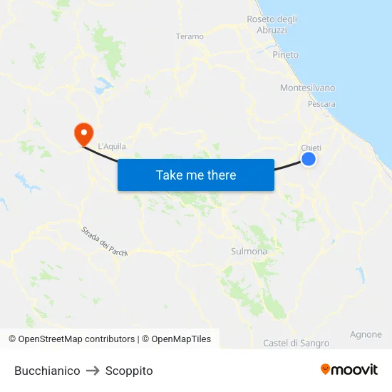Bucchianico to Scoppito map