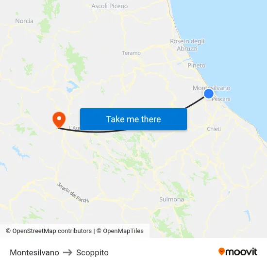 Montesilvano to Scoppito map