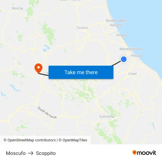 Moscufo to Scoppito map