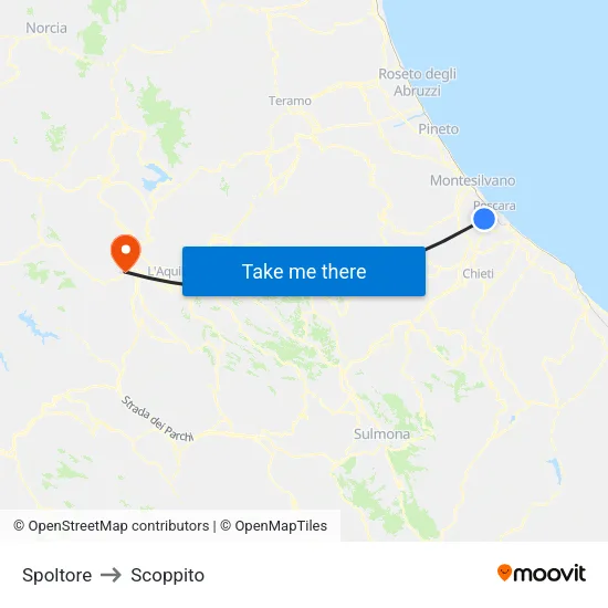 Spoltore to Scoppito map