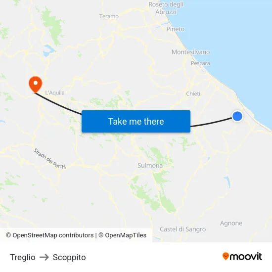 Treglio to Scoppito map
