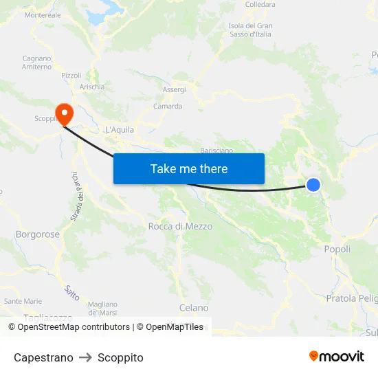 Capestrano to Scoppito map