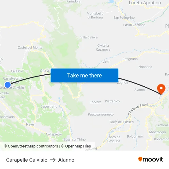 Carapelle Calvisio to Alanno map